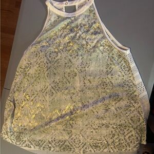 Miss Me White and Gold Lace Tank Top